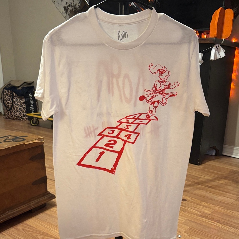 KORN White T-Shirt with Red Graphic